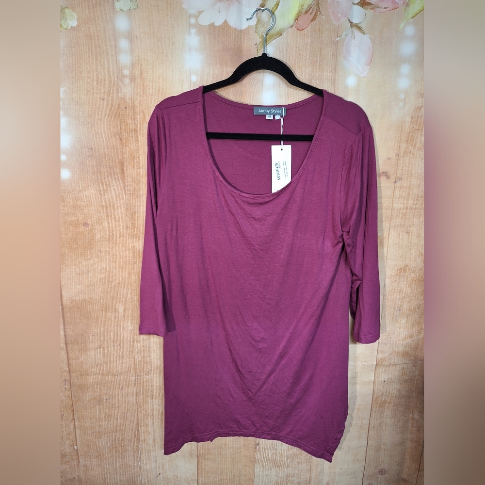 Purple Asymmetrical 3/4 Sleeve Tunic